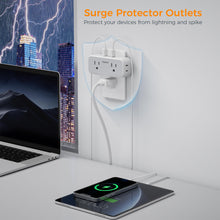 Load image into Gallery viewer, Surge Protector Outlet Extender, TESSAN Multi Plug Splitter with 4 Electrical Outlets 3 USB Ports(1 USB C), Multiple Plug Mini Wall Expander for Home Bathroom Office Dorm Room Essentials