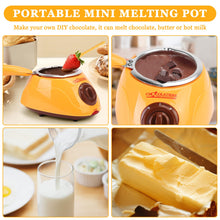 Load image into Gallery viewer, 8.45oz Melting Fondue Set,MINI Electric Chocolate Melting Pot,Chocolate Fondue Fountain,Warmer Machine for Milk Chocolate,Cheese,Butter,Candy (Pink)
