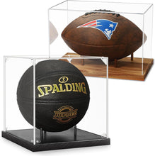 Load image into Gallery viewer, Transparent Acrylic Autographed Basketball Display Box and Clear Football Display Case with Wooden Base