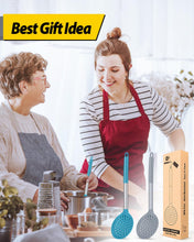 Load image into Gallery viewer, Kitchen Ladle Strainer Set of 2 Large Slotted Spoon with High Heat Resistant BPA Free Non Stick Cooking Skimmers For Draining and Frying (Grey and Teal Blue)