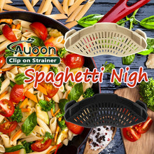 Load image into Gallery viewer, AUOON Clip On Pot Strainer and Pasta strainer and Silicone Utensil Rest,Pot lid holder with Drip Pad for Multiple Utensils,Dishwasher Safe,Heat ResistanSpoon,Rest for Stove Top,Kitchen Utensil Holder