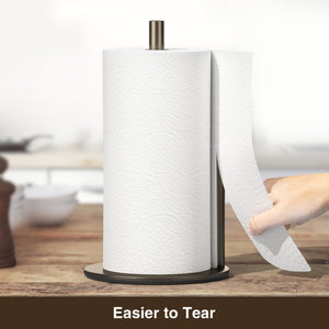 Paper Towel Holder Black, Premium Stainless Steel Kitchen Roll Dispenser, Countertop Roll Organizer with Weighted Base
