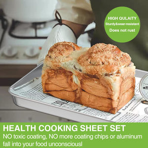 Baking Sheet Pan for Toaster Oven, Stainless Steel Baking Pans Small Metal Cookie Sheets by Umite Chef, Superior Mirror Finish Easy Clean, Dishwasher Safe, 9 x 7 x 1 inch, 3 Piece/set
