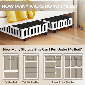 2 Pack Bamboo Under Bed Storage with Wheels, 39”x20”x7.8” Lager Under Bed Storage Containers (Brown)
