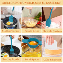Load image into Gallery viewer, Silicone Cooking Utensil Set, Umite Chef 43 PCS Heat Resistant Kitchen Utensil Gadgets Set-Stainless Steel Handle- Kitchen Spatula Tools for Nonstick Cookware, Pots and Pans Accessories (Khaki)