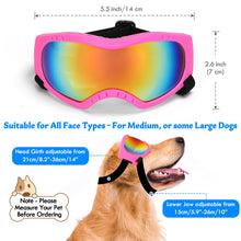 Load image into Gallery viewer, Dog Sunglasses Dog Goggles Pet Glasses Pet Eyewear with Adjustable Strap, Glasses for Medium Large Dog Swimming Skating Glasses UV Proof Windproof Dustproof (Black Frame + Gray Lens)