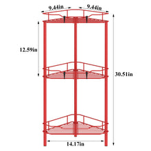 Load image into Gallery viewer, 4 Tier Floor Standing Corner Shower Caddy Organizer Shelf with Hooks, Bathroom Shelves Stand Rack, Black