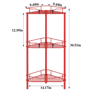 4 Tier Floor Standing Corner Shower Caddy Organizer Shelf with Hooks, Bathroom Shelves Stand Rack, Black