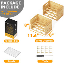Load image into Gallery viewer, SpaceAid Bamboo Water Bottle Organizer with Labels for Kitchen and Pantry, Storage Rack for Cabinets, Home Cup and Wine Bottle Holder Shelf Organizers, 2 Pack 3-Slot, Hold 6 Bottles
