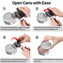 Load image into Gallery viewer, Beneno Can Opener, Manual Side Safe Cut Can Opener Smooth Edge with Durable Sharp Blade, Effort-Saving Knob &amp; Comfortable Non-slip Handle, Brown