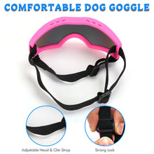 Load image into Gallery viewer, Dog Sunglasses Dog Goggles Pet Glasses Pet Eyewear with Adjustable Strap, Glasses for Medium Large Dog Swimming Skating Glasses UV Proof Windproof Dustproof (Black Frame + Gray Lens)