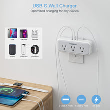 Load image into Gallery viewer, Multi Plug Outlet Extender, TESSAN Surge Protector Wall Plug Splitter with 5 Electrical Outlet Expander, Multiple Plug Adapter for Travel Home Office
