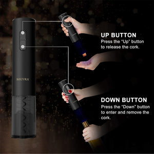 Secura Electric Wine Opener, Automatic Bottle Corkscrew Opener with Foil Cutter, Rechargeable (Champagne Gold)