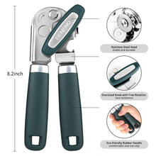 Load image into Gallery viewer, Beneno Can Opener Manual with Magnet, Hand Held Heavy Duty Can Opener with Durable Sharp Blade Smooth Edge, Big Effort-Saving Knob, Soft Grip Rubber Handle, Multifunctional Bottle Opener, Green