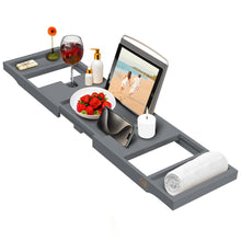 Load image into Gallery viewer, Bathtub Tray Caddy - Premium Bamboo Expandable Bath Tub Tray Table, Luxurious Wooden Bath Caddy for Books, Tablets, Wine, Bathroom Accessories, Spa Essentials, Housewarming, Wedding