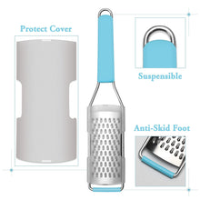 Load image into Gallery viewer, Lemon Zester Grater Three-piece Suit - Heavy Duty Kitchen Tool for Parmesan Cheese, Ginger, Garlic, Nutmeg, Chocolate, Vegetables，Fruits，Stainless Steel Grater Dishwasher Safe Black