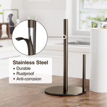 Load image into Gallery viewer, Paper Towel Holder Black, Premium Stainless Steel Kitchen Roll Dispenser, Countertop Roll Organizer with Weighted Base