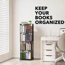 Load image into Gallery viewer, SpaceAid 6 Tier Rotating Bookshelf Tower, Bamboo Spinning Book Shelf, Revolving 360 Bookcase Storage Swivel Round Carousel, Vertical Rotate Turning Spiral Corner Organizer (6-Tier Walnut)