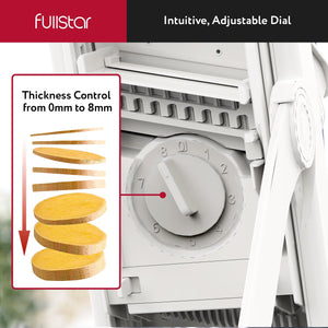 Safer Mandoline Slicer for Kitchen, Cucumber Slicer, Potato, Julienne Vegetable & Food Chopper (4 in 1, Solid White)