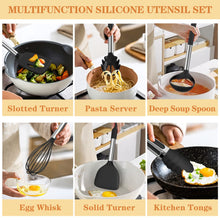 Load image into Gallery viewer, Silicone Cooking Utensil Set, Umite Chef 43 PCS Heat Resistant Kitchen Utensil Gadgets Set-Stainless Steel Handle- Kitchen Spatula Tools for Nonstick Cookware, Pots and Pans Accessories (Khaki)