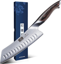 Load image into Gallery viewer, 7 Inch Japanese Chef Knife, Ultra Sharp High Carbon Stainless Steel Kitchen Knife, Professional Santoku Knives with Ergonomic Pakkawood Handle