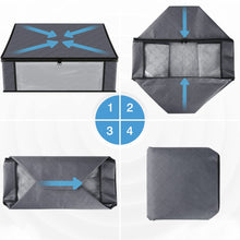 Load image into Gallery viewer, HomeHacks Storage 3-Pack Clothes Organizer Storage Bags Foldable Storage Box with Large Clear Window Sturdy Handles for Closet, Dorm, Pillows, Bedding, Clothes, Blankets, 35L, Gray