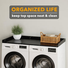 Load image into Gallery viewer, SpaceAid Washer Dryer Countertop, Laundry Wood Shelf Topper with Edge, 54&quot; Width x 27.5&quot; Depth Cover Guard Organizer for Washer and Dryer Laundry Hamper Counter Storage Organization (Black)