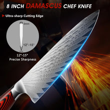 Load image into Gallery viewer, Damascus Santoku Knife, 7 Inch Professiona Kitchen Knife, Damascus Super Steel Ultra-Sharp Santoku Chef Knife with Ergonomic G10 Handle