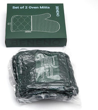 Load image into Gallery viewer, Beneno Non-Slip Silicone Textured Cotton Oven Mitts, Heat Resistant up to 500° F, Flexible Grip with 14.3&quot;x7&quot; Longer Protection, Durable 100% Cotton Oven Mitts for Kitchen &amp; Barbecue, 2-Pack, Green