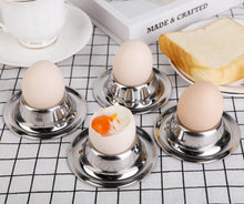 Load image into Gallery viewer, Stainless Steel Egg Cup Holder Set with Spoon for Soft Boiled Egg Holder Tableware Kitchen Tools