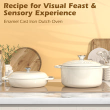 Load image into Gallery viewer, Enameled Cast Iron Dutch Oven - Umite Chef 5QT Pot with Lid &amp; Cotton Potholders - Heavy-Duty Cookware for Bread Baking, Braising, Stews, Roasting(Cream White)