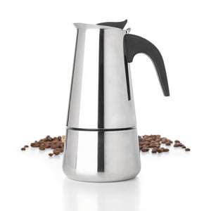 Mixpresso 9 Cup Greca Stovetop Espresso Maker 450ml/15oz, Moka Pot with Coffee Percolator Design, Stainless Steel Stove Top Coffee Maker for Camping or Home Use, Italian Coffee Maker Stovetop