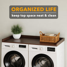 Load image into Gallery viewer, SpaceAid Washer Dryer Countertop, Laundry Wood Shelf Topper with Edge, 54&quot; Width x 27.5&quot; Depth Cover Guard Organizer for Washer and Dryer Laundry Hamper Counter Storage Organization (Black)