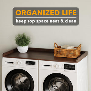 SpaceAid Washer Dryer Countertop, Laundry Wood Shelf Topper with Edge, 54" Width x 27.5" Depth Cover Guard Organizer for Washer and Dryer Laundry Hamper Counter Storage Organization (Black)