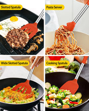 Load image into Gallery viewer, Silicone Cooking Utensil Set, 8Pcs Non-stick Cookware with Stainless Steel Handle, BPA Free Heat Resistant Kitchen Tools with Spatulas, Turners, Spoons, Skimmer and Pasta Fork