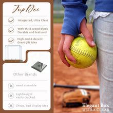 Load image into Gallery viewer, JupDec Baseball &amp; Softball Display Case with Wood Stand, Clear Acrylic Game Ball Holder Showcase, UV Protection Souvenirs and Collectibles Box, Ideal Gift for Autograph Single MLB Ball