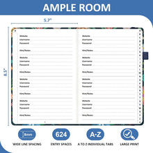 Load image into Gallery viewer, Comkiso Password Book with Individual Alphabetical Tabs Laminated, Large Print Password Keeper Book for Seniors, A5 Hardcover Internet Password Log Book to Record Website Login Details - Bloom
