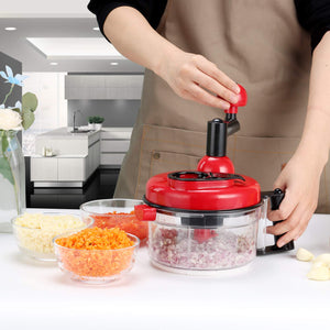 Manual Vegetable Cutter Food Processor 8 in 1 - Chopper, Mixer, Blender, Whipper, Egg Separator, Mincer, Grinder, Dicer with Clear Container 1200ml BPA Free