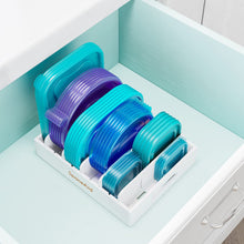 Load image into Gallery viewer, SpaceAid Bamboo Lid Organizer, Kitchen Pantry Lids Holder with 5 Adjustable Dividers for Cabinets, Food Storage Container Organizers, Natural