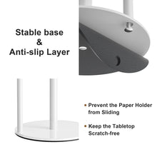 Load image into Gallery viewer, Paper Towel Holder Black, Premium Stainless Steel Kitchen Roll Dispenser, Countertop Roll Organizer with Weighted Base