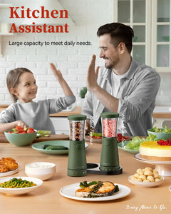 Electric Salt and Pepper Grinder Set with Storage Base, Stainless Steel Rechargeable Salt and Pepper Grinder Set with 4.5 oz Large Capacity, 1.8" Wide Mouth, Adjustable Coarseness, Ideal for Kitchen