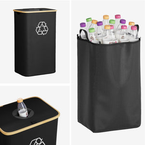 SpaceAid Recycling Bin for Kitchen 26 Gallon, 100L Recycle Bin with Lid and 2 Reusable Inner Bags, for Bottle Can Glass Plastic Stickers, Blue