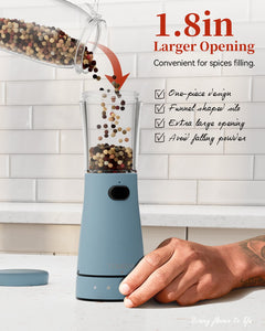 Electric Salt and Pepper Grinder, Stainless Steel Rechargeable Salt and Pepper Grinder Set with 4.5 oz Large Capacity, 1.8" Wide Mouth, Adjustable Coarseness, Ideal for Kitchen