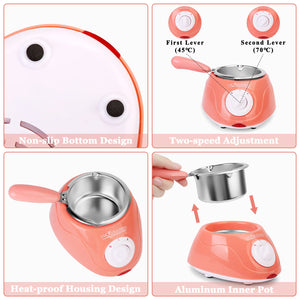 8.45oz Melting Fondue Set,MINI Electric Chocolate Melting Pot,Chocolate Fondue Fountain,Warmer Machine for Milk Chocolate,Cheese,Butter,Candy (Pink)