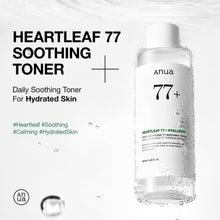 Load image into Gallery viewer, Anua Heartleaf 77 Soothing Toner I pH 5.5 Trouble Care, Calming Skin, Refreshing, Hydrating, Purifying, Cruelty Free, Vegan,(250ml / 8.45 fl.oz.)