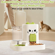 Load image into Gallery viewer, 1.6L Auto Gravity Pet Feeder and 0.6L Water Dispenser Set, Automatic Pet Food Water Dispenser, Cage Cat Dog Food and Water Dispenser for Kitten Puppy Bunny Guinea Pig (Green)