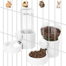 Load image into Gallery viewer, Hanging Automatic Pet Food Water Dispenser, 1L Auto Gravity Pet Feeder and 1L Water Dispenser Set, 34oz Cage Cat Dog Food and Water Dispenser for Kitten Puppy Bunny Guinea Pig (White)