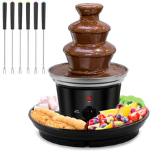 Load image into Gallery viewer, 16oz Chocolate Fondue Fountain, 3-Tier MINI Chocolate Fountain with 6PCS Fondue Fork and Removal Fruits/Nuts/Treats Serving Tray for BBQ Sauce,Ranch,Nacho Cheese,Liqueurs