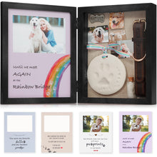 Load image into Gallery viewer, JupDec Dog Memorial Gifts Pet Shadow Box Wooden Picture Frame with Clay Paw Print Kit for Loss of Dog &amp; Cat Remembrance Sympathy Deep Display Case for Keepsake Collar Hair (Brown)