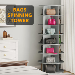 SpaceAid 7 Tier Rotating Shoe Rack Tower, Spinning Shoe Display Lazy Susan, Revolving 360 Shoe Rack Storage Round Carousel, Vertical Handbag Rotate Shoes Closet Organization (7-Tier White)